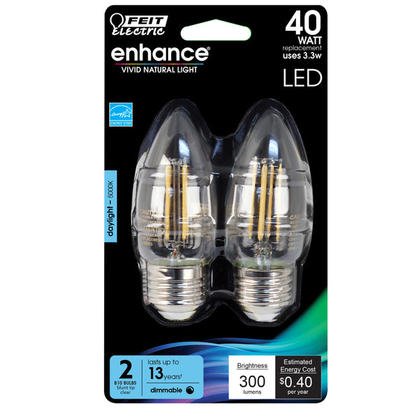 LED B10 E26 DL 40W 2PK