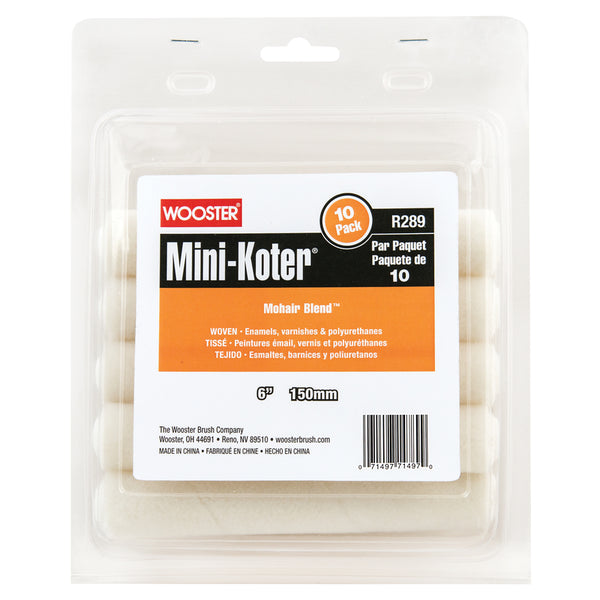 Funda para minirodillo de pintura Wooster Mini-Koter Mohair Blend de 6 pulgadas de ancho, paquete de 10