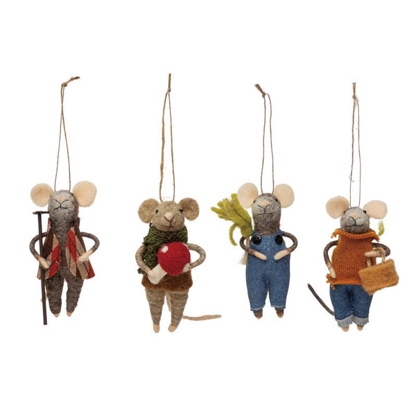 Creative Co-Op Multicolored Gardening Mice Ornament 5 in. (Pack of 12)