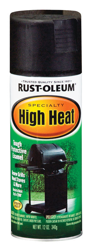 Rust-Oleum Stops Rust Satin Bar-B-Que Black High Heat Spray Paint 12 oz. (Pack of 6)