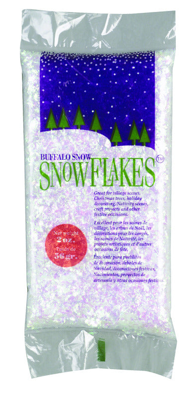Buffalo White Iridescent Plastic Shine Crystals and Sparkle Glittering Theme Snow Flakes 2 oz.