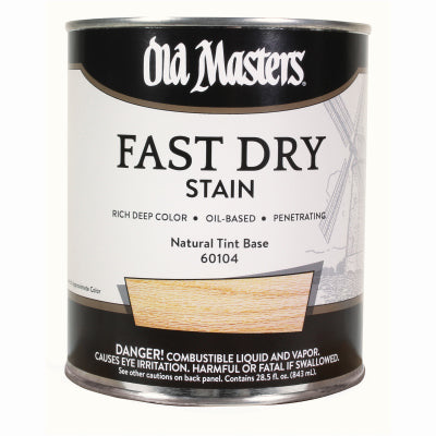 Old Masters Professional Semi-Transparent Natural Tint Base Oil-Based Alkyd Fast Dry Wood Stain 1 qt (Pack of 4)