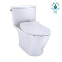 TOTO Nexus Two-Piece Elongated 1.28 GPF Universal Height Toilet with CEFIONTECT and SS234 SoftClose Seat, WASHLET+ Ready, Cotton White - MS442234CEFG#01