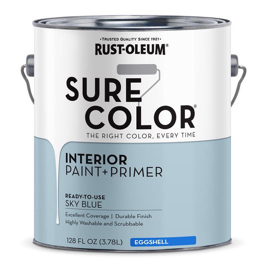 Rust-Oleum Sure Color Eggshell Sky Blue Water-Based Paint + Primer Interior 1 gal (Pack of 2)