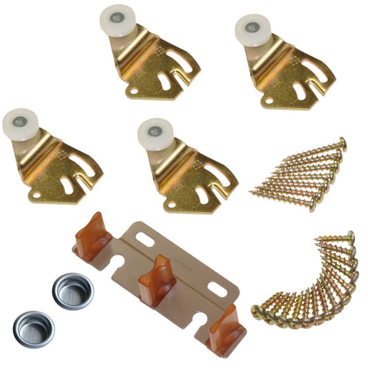 Johnson Hardware Brass-Plated Brown/White Metal By-Pass Part Set 50 pc