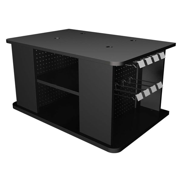 Exhibidor de tapa de madera negra de 19 pulg. de alto x 36 pulg. de ancho x 24 pulg. de profundidad