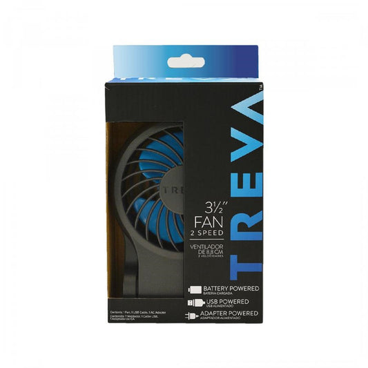 Treva 8.38 in. H x 3-1/2 in. Dia. 2 speed Battery/USB Cable Compact Fan