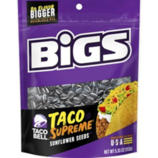BIGS Taco Bell Taco Supreme Sunflower Seeds 5.35 oz Bagged (Pack of 12)