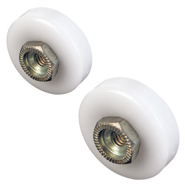 Rueda blanca de nylon/acero para puerta de ducha Prime-Line, 7/8 in. D X 1 in. L, paquete de 4 (paquete de 6)