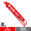 Diablo Steel Demon 6 in. Carbide Tipped Thick Metal Reciprocating Saw Blade 8 TPI 3 pk