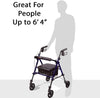 Carex Health Brands Step N Rest Blue Rolling Walker Aluminum/Plastic 39 in. H X 22.5 in. L