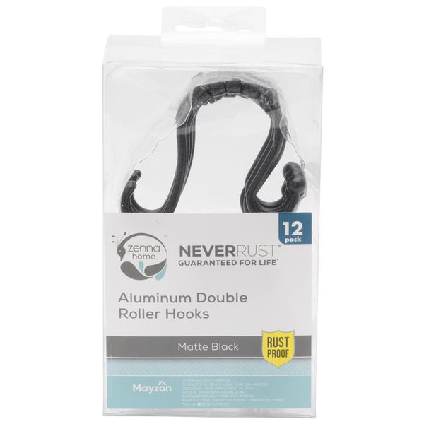 Zenna Home Black Metal Shower Hooks 12 pk