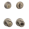 Kwikset Tylo Antique Brass Deadbolt and Passage Door Knob 1-3/4 in.