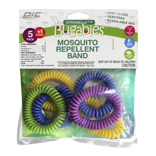 PIC Bugables Insect Repellent Wrist Band For Mosquitoes 6 pk (Pack of 24)