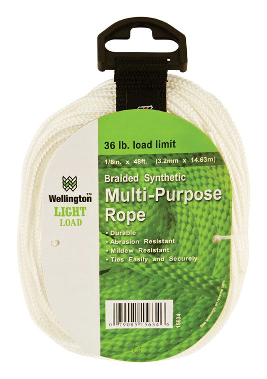 Wellington 1/8 in. D X 48 ft. L White Diamond Braided Synthetic Rope