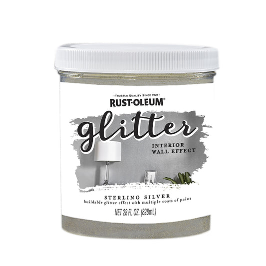 Rust-Oleum Glitter Sterling Silver Water-Based Glitter Paint Interior 50 g/L 28 oz (Pack of 2)
