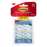 3M Command Mini Plastic Hook 1.08 in. L 18 pk (Pack of 12)