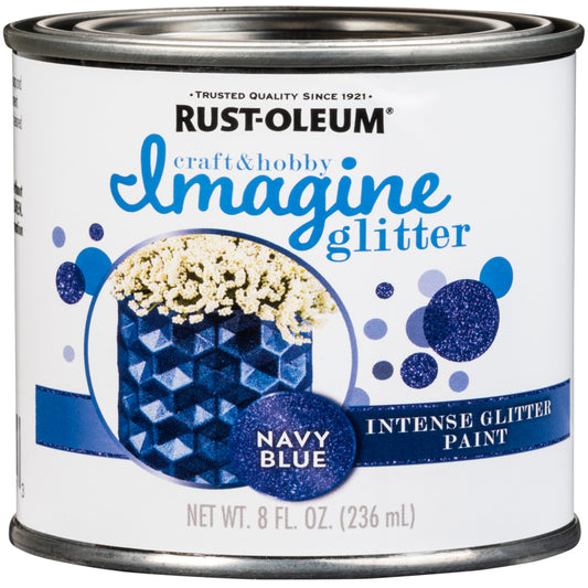 Rust-Oleum Imagine Glitter Navy Blue Water-Based Glitter Paint Interior 50 g/L 8 oz (Pack of 4)