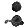 Schlage Flair Aged Bronze Lever and Single Cylinder Deadbolt 1-3/4 in.