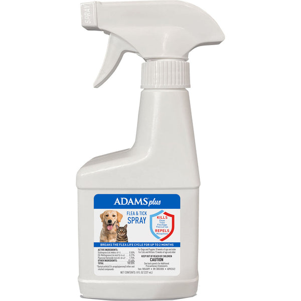 Adams Plus Flea and Tick Spray for Dogs and Cats 8 oz Trigger Bottle