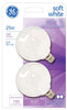 GE 25 watts G16.5 Globe Incandescent Bulb E12 (Candelabra) Soft White 2 pk (Pack of 6)