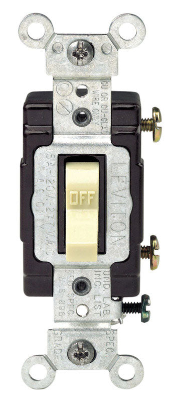 Leviton Commercial Illuminated 15 amps Toggle Switch Ivory 1 pk