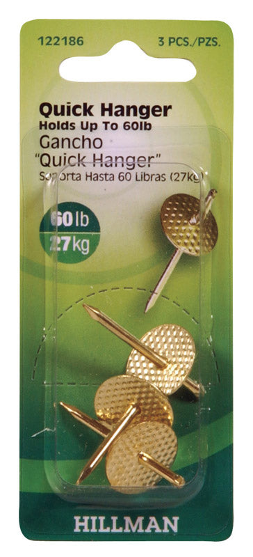 Hillman AnchorWire Brass-Plated One Piece Quick Hanger 60 lb. 3 pk (Pack of 10)