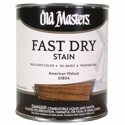 Old Masters Professional Semi-Transparent American Walnut Oil-Based Alkyd Fast Dry Wood Stain 1 qt (Pack of 4)
