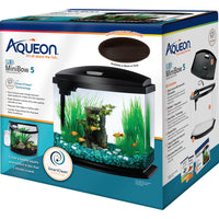 Aqueon MiniBow LED SmartClean Kit Black 5 gal Aquarium with Filter, Hood & Accessories