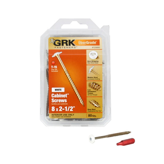 GRK Fasteners No. 8 X 2-1/2 in. L Star Coated Cabinet Screws 80 pk