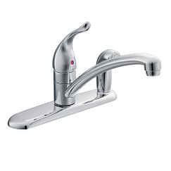 Chrome one-handle low arc kitchen faucet