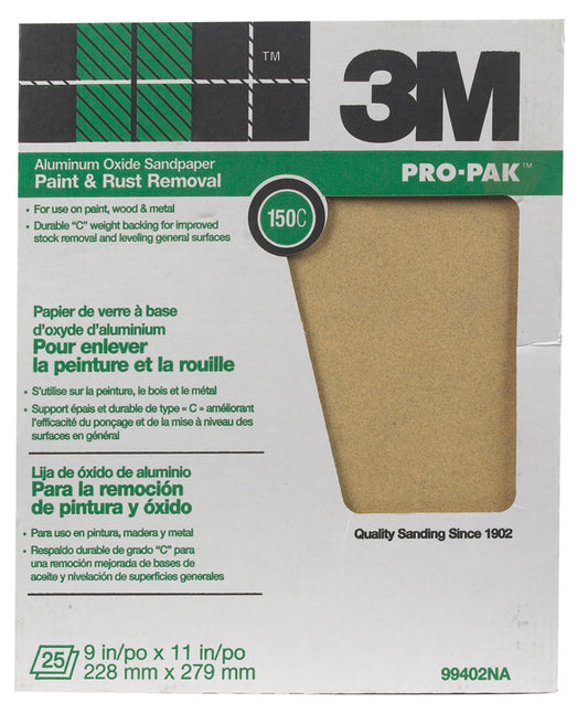 3M Pro-Pak 11 in. L X 9 in. W 150 Grit Aluminum Oxide Sandpaper 25 pk