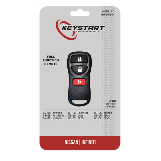 KeyStart Self Programmable Remote Automotive Replacement Key NIS011 Double For Nissan Infiniti