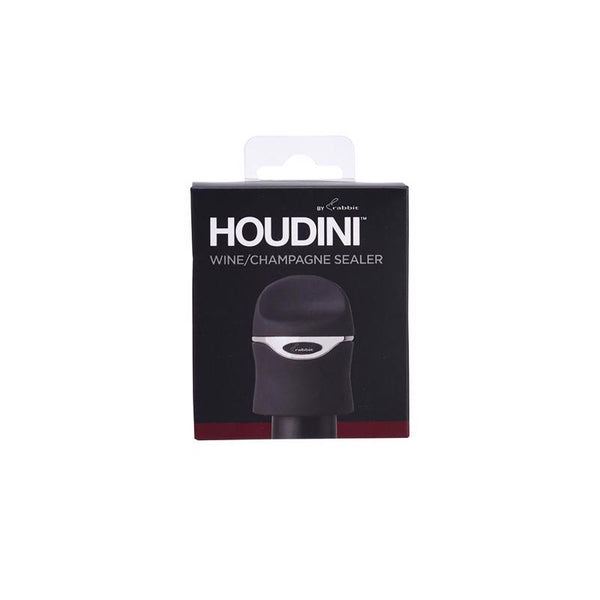 Sellador de champán de plástico/silicona Houdini negro - caja abierta