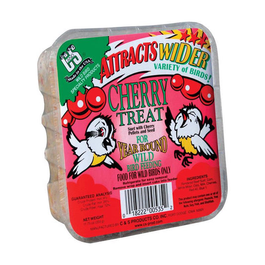 C&S Products Cherry Treat Assorted Species Wild Bird Food Beef Suet 11.75 oz. (Pack of 12)