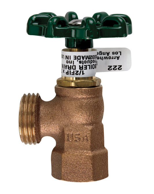 Arrowhead 1/2 in. FIP MHT Brass Boiler Drain