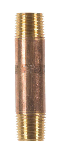JMF 1/2 in. MPT x 3-1/2 in. L Red Brass Nipple (Pack of 10)