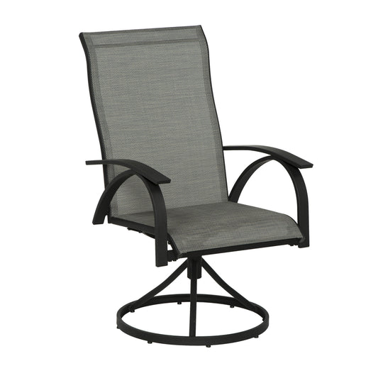 Living Accents Roscoe Black Steel Frame Sling Swivel Chair (Pack of 2)