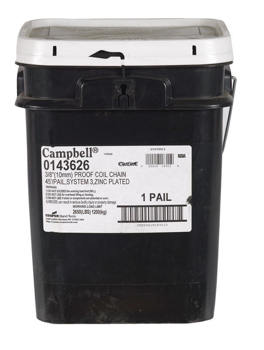 Campbell 3/8 in. Oval Link Carbon Steel Proof Coil Chain 3/8 in. D X 45 ft. L