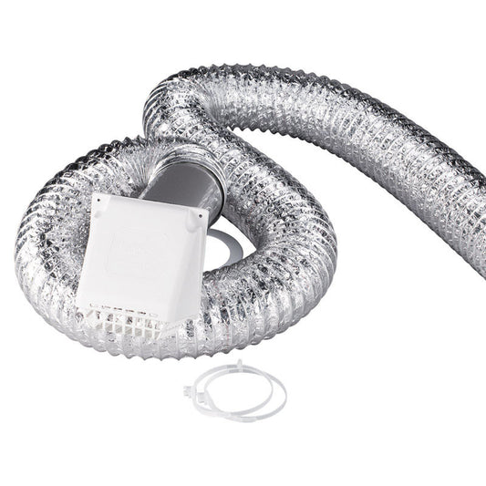 Deflect-O 8 ft. L X 4 in. D Silver/White Plastic Dryer Vent Kit