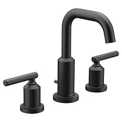 Matte black two-handle high arc bathroom faucet