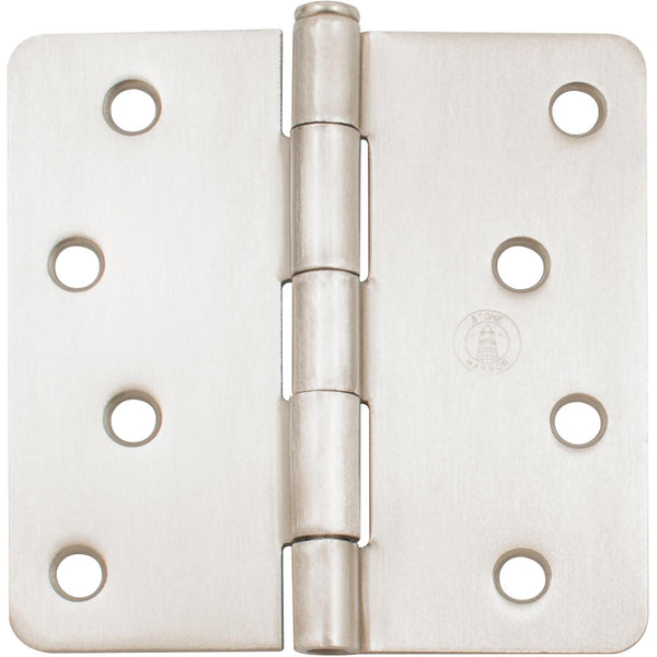 Standard Hinge, 4 Inches, 1/4" Radius Corner, Bulk Pack (100 Each), Satin Nickel by Stone Harbor Hardware