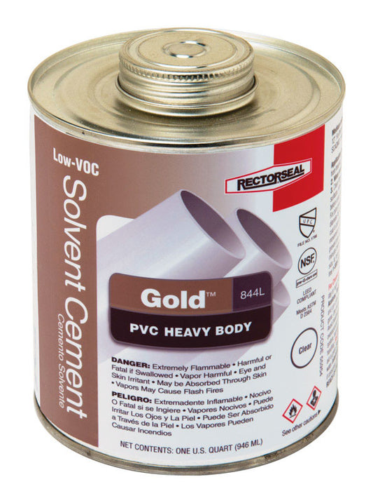 Rectorseal Gold Clear Solvent Cement For PVC 32 oz