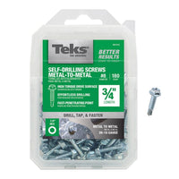 Teks No. 8  x 3/4 in. L Hex Washer Head Zinc-Plated Steel Sheet Metal Screws 180 pk
