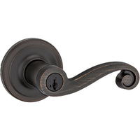 Kwikset SmartKey Lido Venetian Bronze Keyed Entry Lever KW1 1-3/4 in.