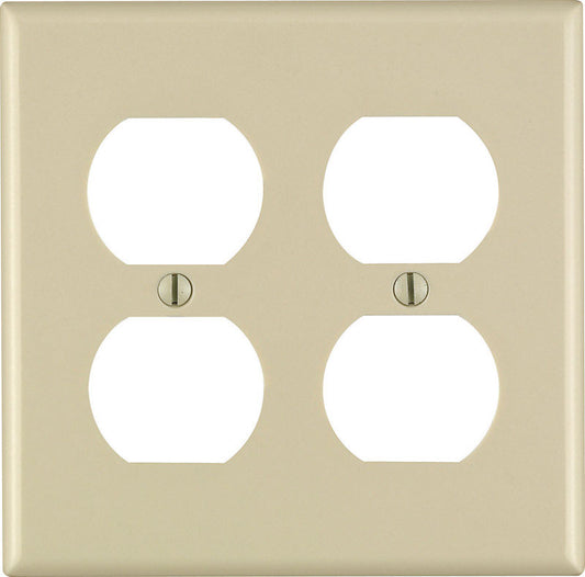Leviton Ivory 2 gang Plastic Duplex Outlet Wall Plate 1 pk (Pack of 25)