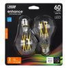 Feit Electric Enhance A19 E26 (Medium) Filament LED Bulb Soft White 60 Watt Equivalence 2 pk