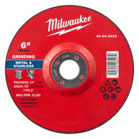 Milwaukee 6 in. D X 7/8 in. X 1/4 in. thick Metal Grinding Wheel