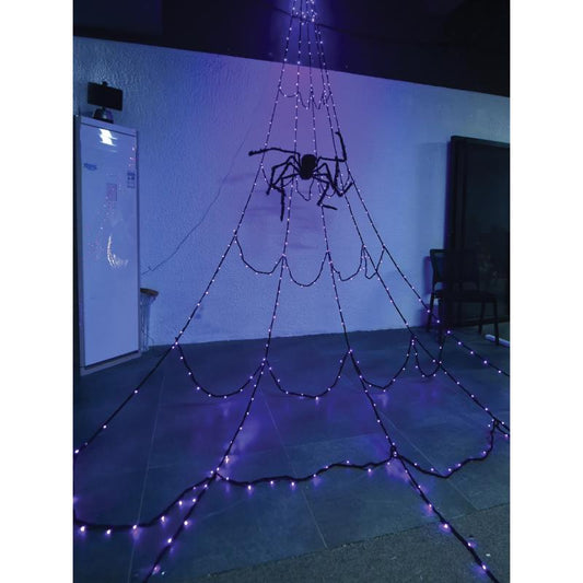 Celebrations Orange/Purple 400 ct LED Prelit Giant Web With Spider Hanging Decor