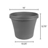 Bloem TerraPot 12.6 in. H X 14.9 in. D Polyresin Planter Charcoal